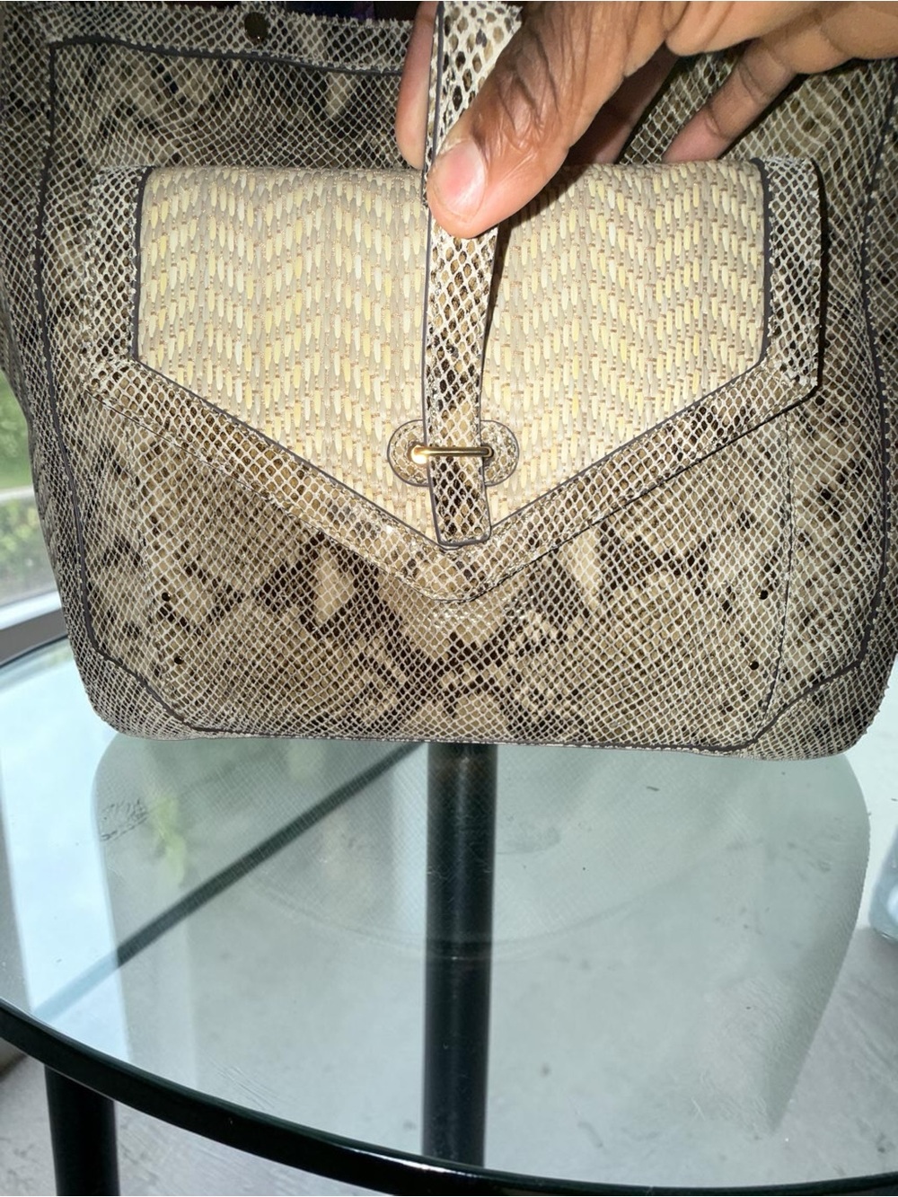 Tory Burch NWOT 797 Snake Skin and Raffia Open Tote - Picture 7 of 14